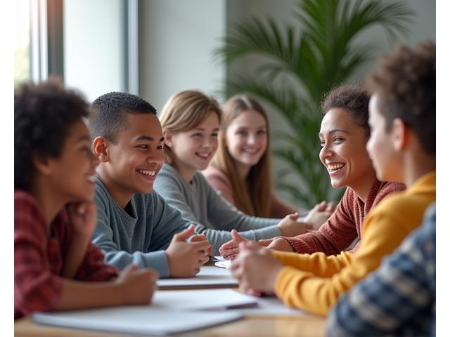 Enseignante interactive avec des étudiants, représentant la santé mentale scolaire